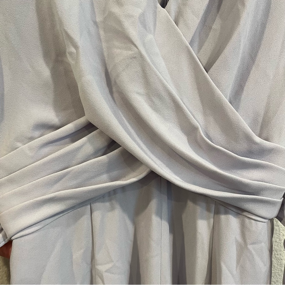 Gal Meets Glam Collection lavender gray draped front tie waist dress size 00P - Picture 5 of 8